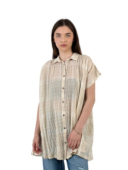 Natural Textured Short Sleeve Shirt