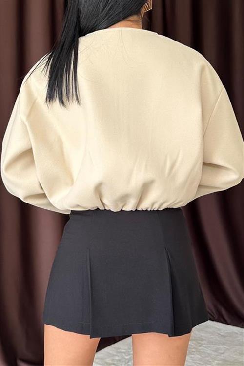 Wholesale Black Pleated Skirt with Button Detail