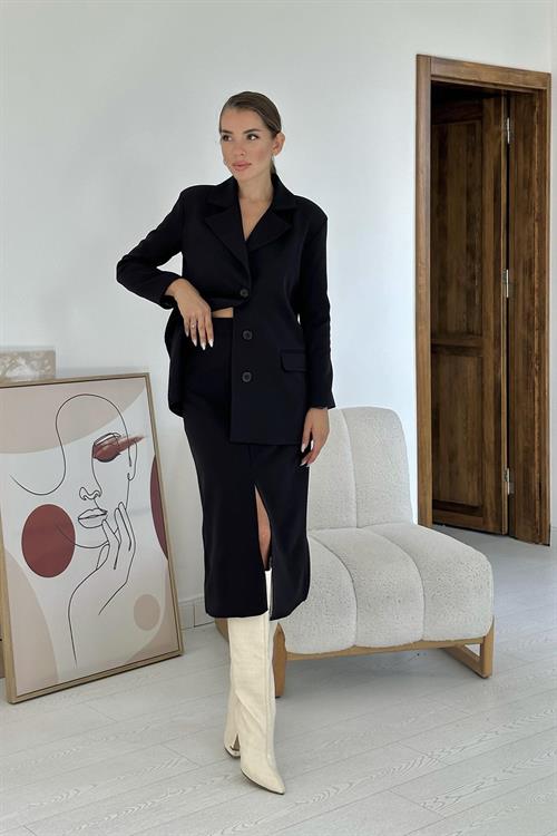 Wholesale Black Blazer and Skirt Suit