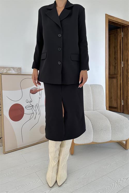 Wholesale Black Blazer and Skirt Suit