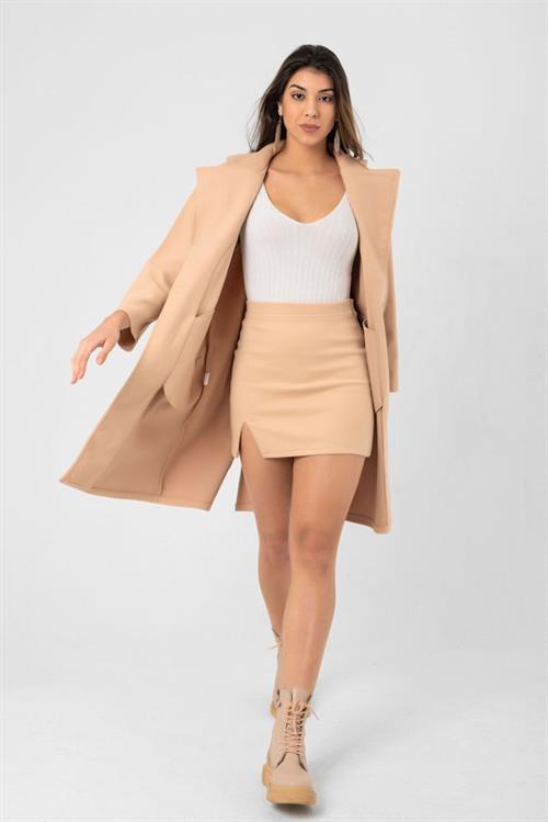 Buttoned Pocket Cashmere Wholesale Jacket - Camel