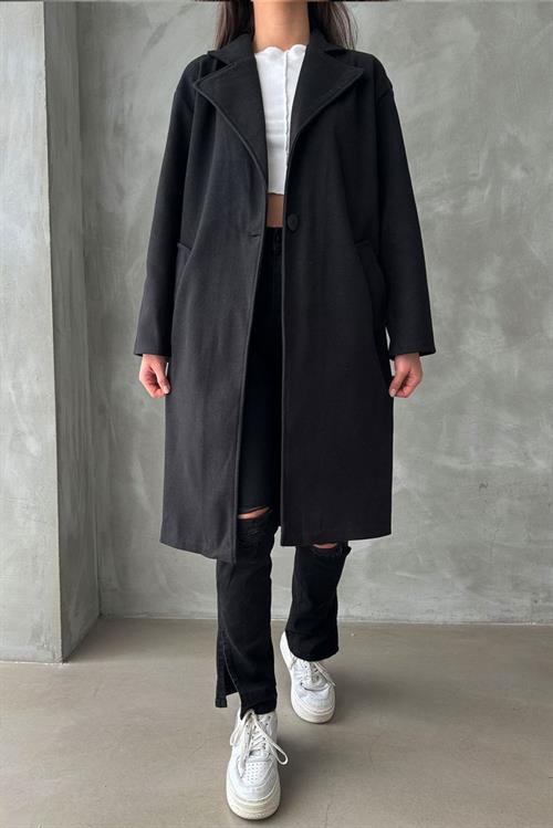 Buttoned Pockets Cashmere Wholesale Jacket - Black