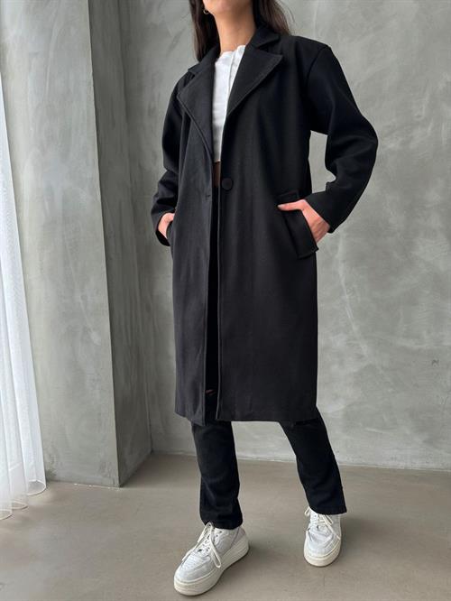 Buttoned Pockets Cashmere Wholesale Jacket - Black