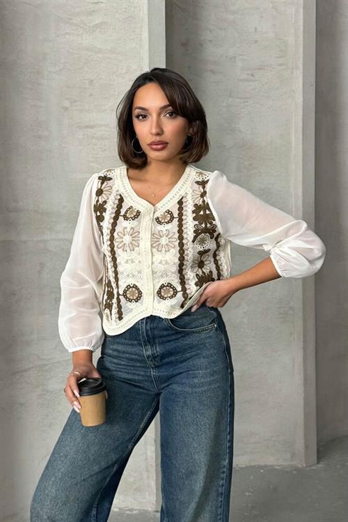 Buttoned Short Wholesale Shirt - Stone