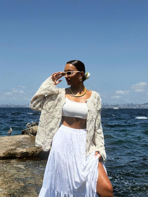 Düğmeli Toptan Hırka - Ham