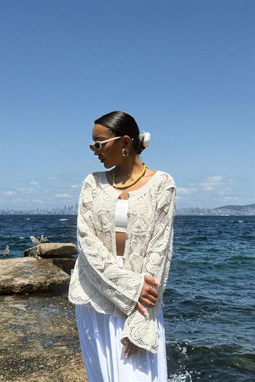 Düğmeli Toptan Hırka - Ham