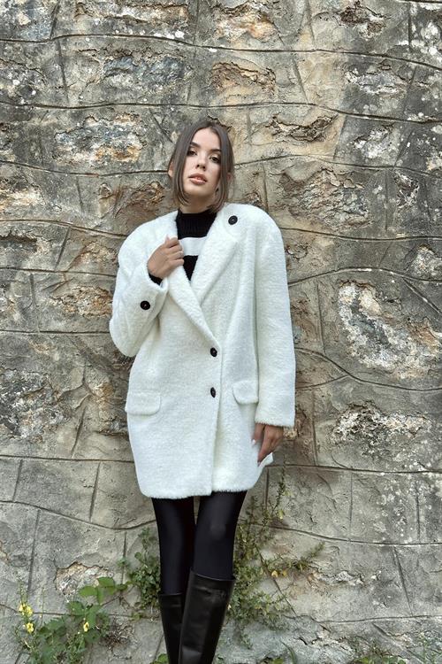 Wholesale Fluffy Fluffy Coat - Ecru