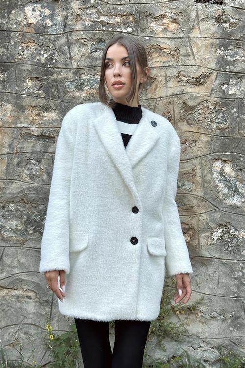 Wholesale Fluffy Fluffy Coat - Ecru