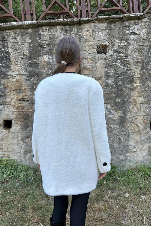 Wholesale Fluffy Fluffy Coat - Ecru