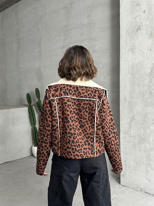 Eopar Patterned Plush Wholesale Coat - Coffee Black