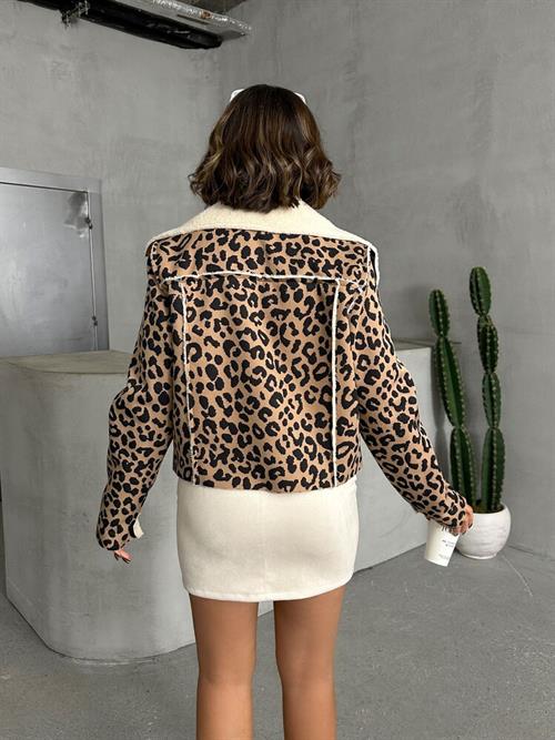 Eopar Patterned Plush Wholesale Coat - Mink Black