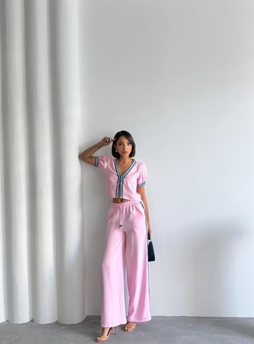 F 1890 Denim Striped Trousers - Pink