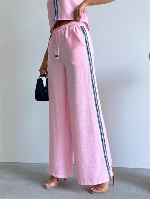 F 1890 Denim Striped Trousers - Pink
