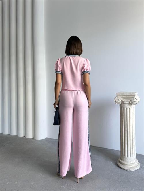 F 1890 Denim Striped Trousers - Pink