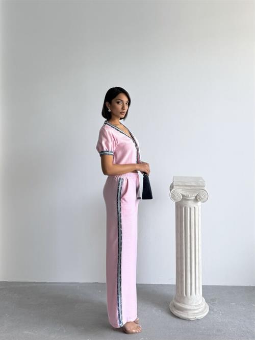F 1890 Denim Striped Trousers - Pink