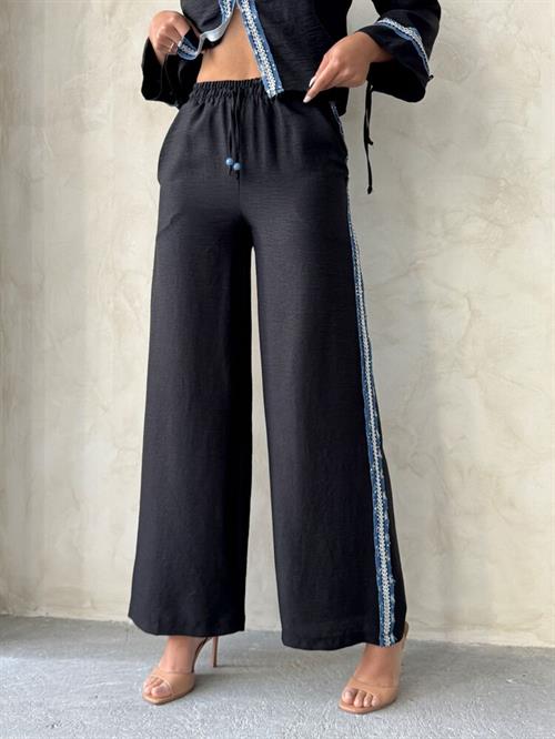 F 1890 Denim Striped Trousers - Black
