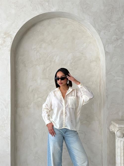 F 1895 EMBROIDERED SHIRT - LIGHT STONE