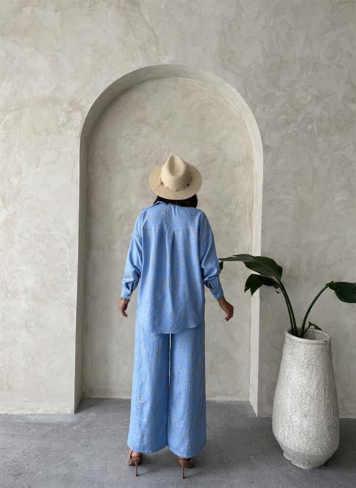 F 1900 EMBROIDERED TROUSERS - LIGHT BLUE