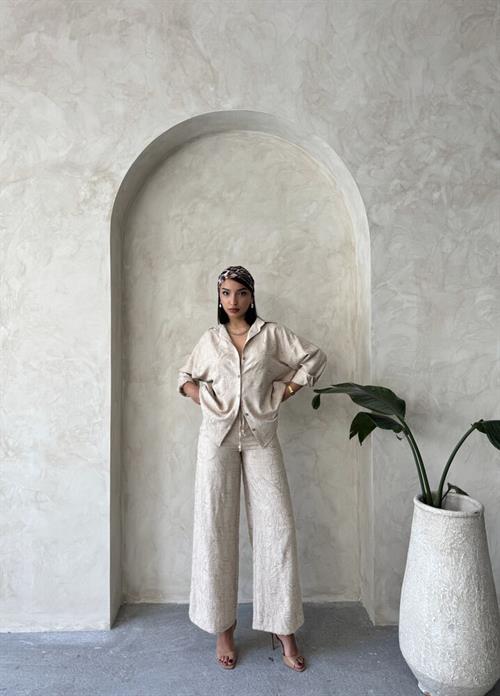 F 1900 EMBROIDERED TROUSERS - STONE