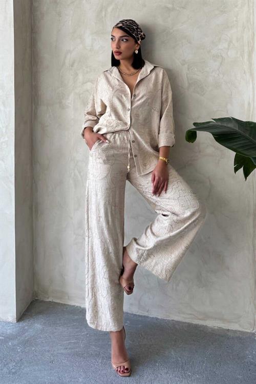 F 1900 EMBROIDERED TROUSERS - STONE