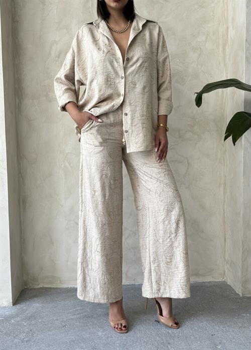 F 1900 EMBROIDERED TROUSERS - STONE