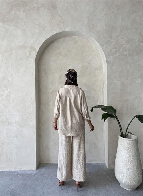 F 1900 EMBROIDERED TROUSERS - STONE