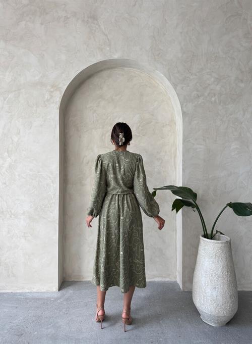 F 1901 EMBROIDERED SKIRT - LIGHT KHAKI