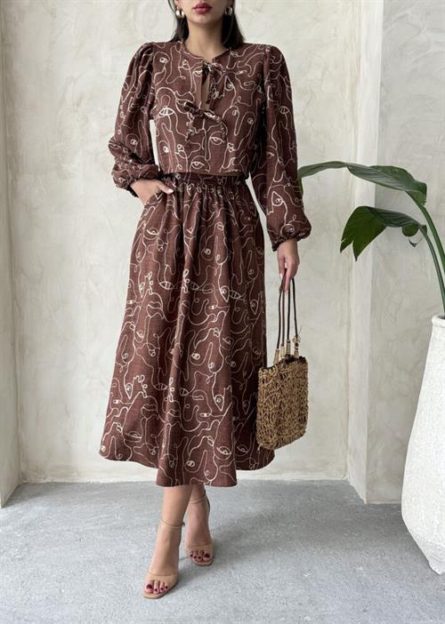 F 1901 EMBROIDERED SKIRT - BROWN