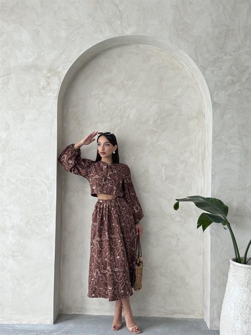 F 1901 EMBROIDERED SKIRT - BROWN