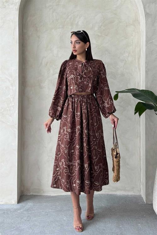 F 1901 EMBROIDERED SKIRT - BROWN