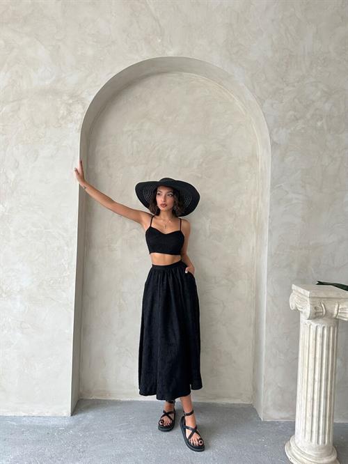 F 1901 EMBROIDERED SKIRT - BLACK BLACK