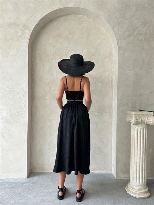 F 1901 EMBROIDERED SKIRT - BLACK BLACK