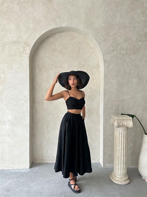 F 1901 EMBROIDERED SKIRT - BLACK BLACK