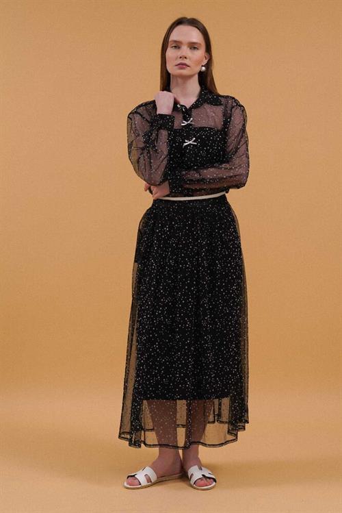 F 1906 BOW DETAIL POOL SKIRT - BLACK