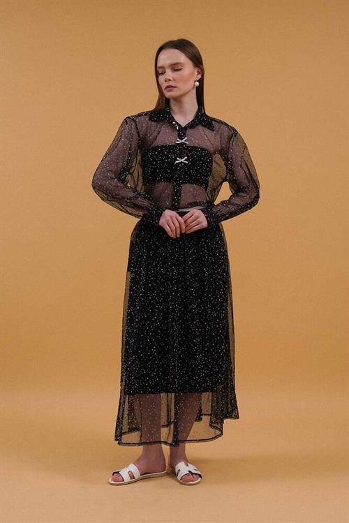 F 1906 BOW DETAIL POOL SKIRT - BLACK