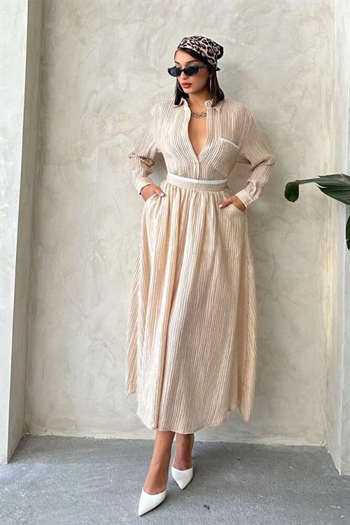 F 1910 PLEATED SKIRT - STONE