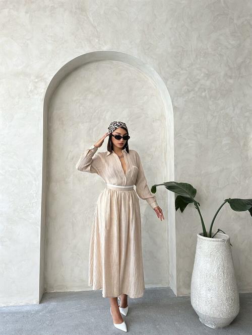 F 1910 PLEATED SKIRT - STONE