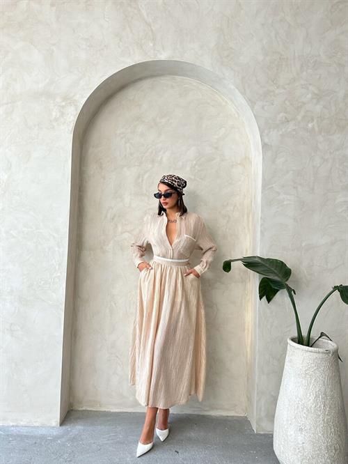 F 1910 PLEATED SKIRT - STONE