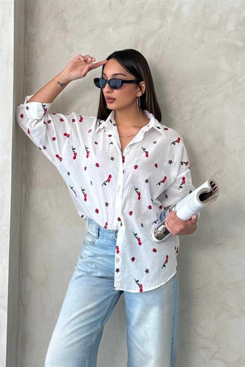 F 1911 EMBROIDERED VOLLE SHIRT - RED