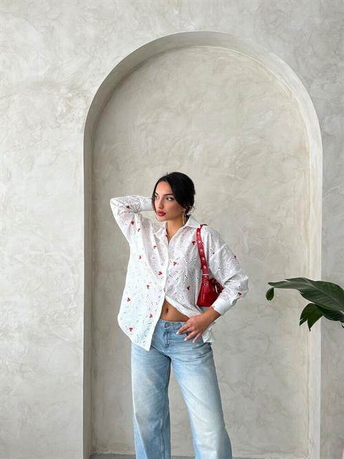 F 1912 EMBROIDERED EMBROIDERY SHIRT - RED