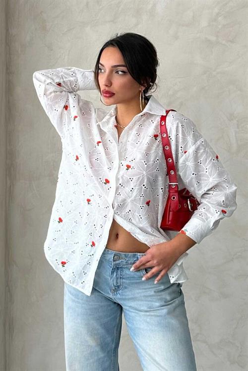 F 1912 EMBROIDERED EMBROIDERY SHIRT - RED