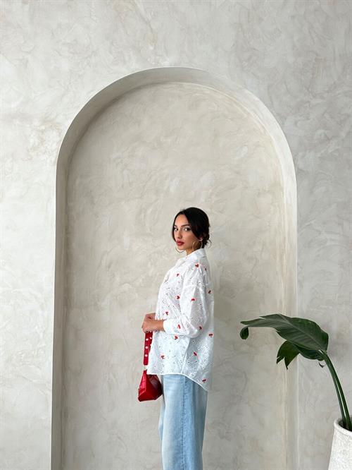 F 1912 EMBROIDERED EMBROIDERY SHIRT - RED