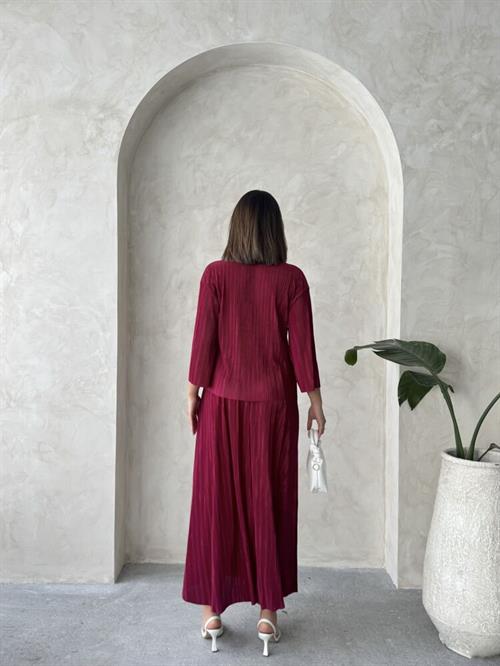 F 1913 PLEATED SKIRT - CLARET RED