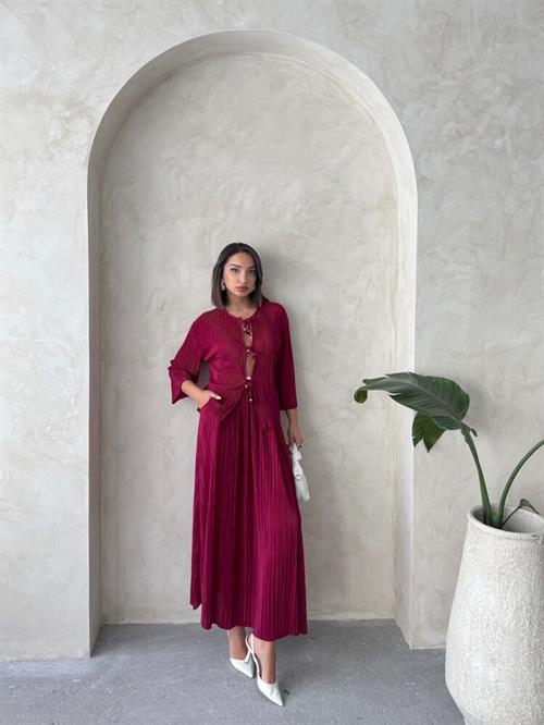 F 1913 PLEATED SKIRT - CLARET RED