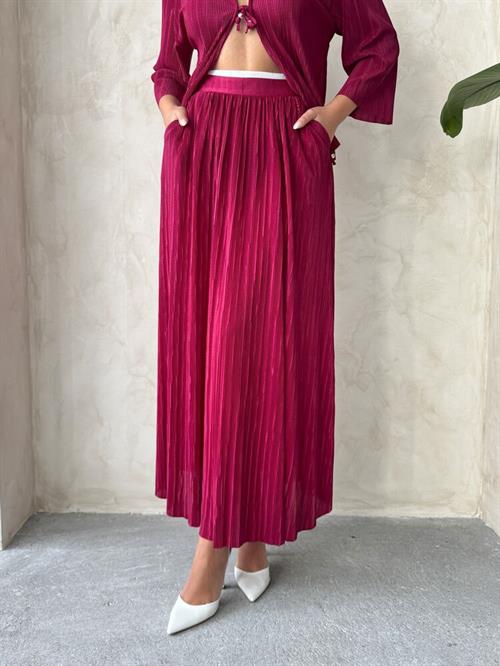 F 1913 PLEATED SKIRT - CLARET RED