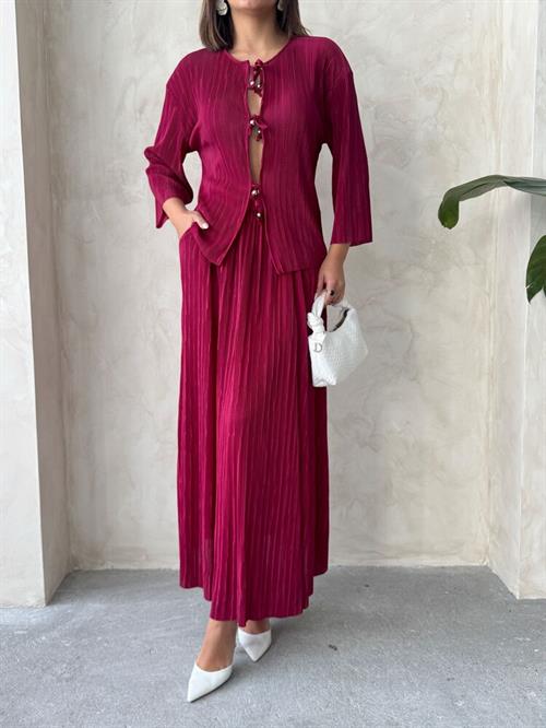 F 1913 PLEATED SKIRT - CLARET RED