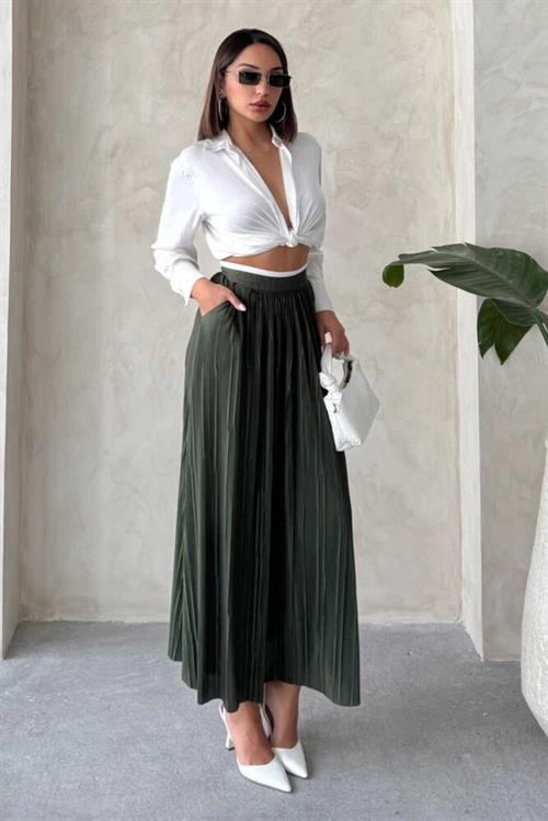 F 1913 PLEATED SKIRT - KHAKI