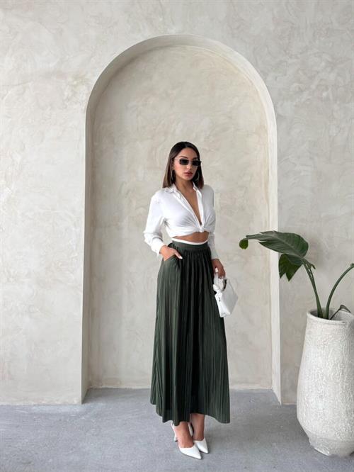 F 1913 PLEATED SKIRT - KHAKI
