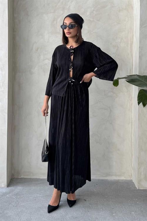 F 1913 PLEATED SKIRT - BLACK