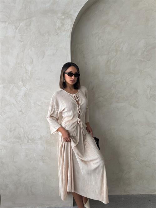 F 1913 PLEATED SKIRT - STONE